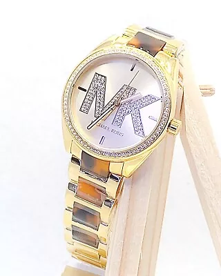 Mk4730 Michael Kors Women's Gold Tone Tortoise Watch MK Logo Brand New • $99