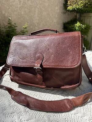 Ellington 15” Cognac Brown Pebbled Leather Satchel Shoulder Messenger Bag • $35