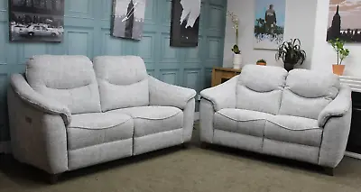 G Plan Jackson Electric 3 & Static 2 Seater Sofas In Dali Cloud Fabric. Rrp£4028 • £1999