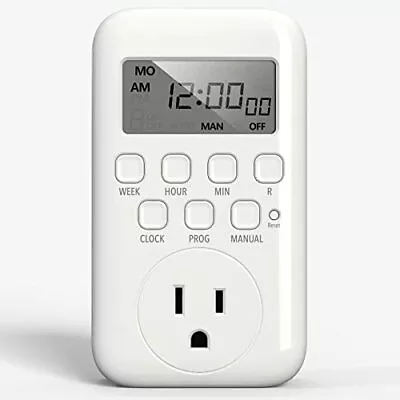 Digital Timer Outlet 7 Day Heavy Duty Programmable Timer On/off Programs 3prong  • $20.23