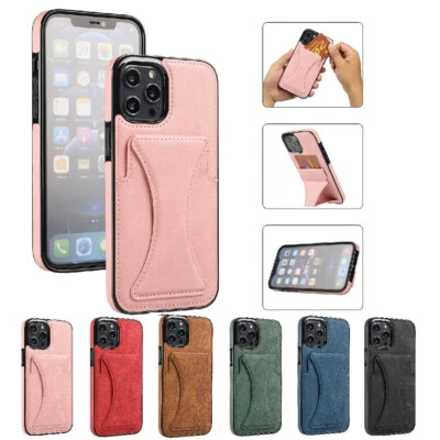 Leather Case Stand Cover With Card Holder For IPhone 12 11 Pro Max XS XR 8 7 + • $12.26