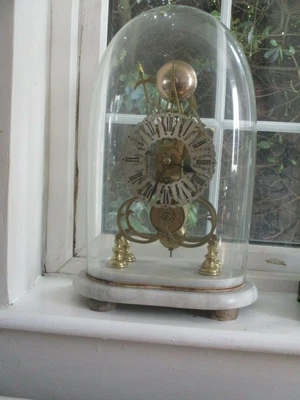 £695 • Buy Antique Victorian Large Skeleton Clock With Original Glass Dome 