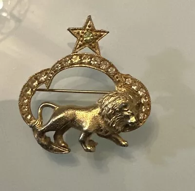Vintage Jewelry Brooch Pin St. Labre Rhinestone Zodiac Leo Lion Rhinestone • $18