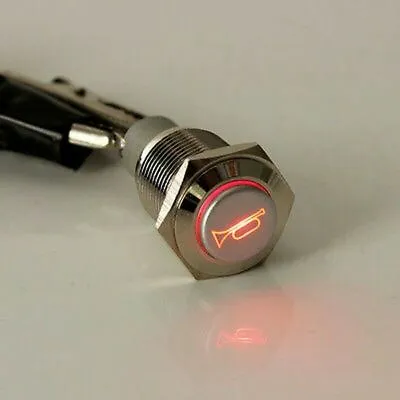 Horn Push Button 12V Red 16mm Car LED Light Momentary Button Metal Switch Button • £6.80