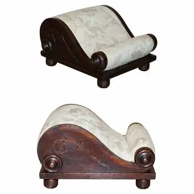 Rare Antique Georgian Circa 1800 Footstool With Angel Cherub Upholstery Fabric • $1479.78