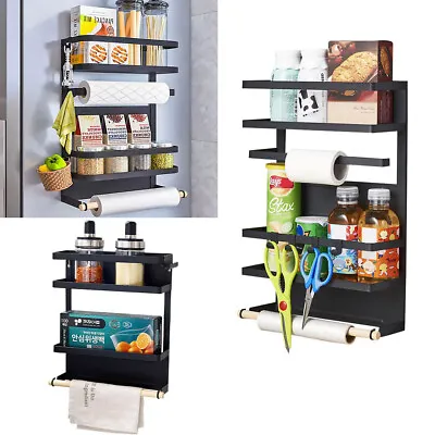 Strong Magnetic Spice Rack 2 Tiers Kitchen Fridge Side Organiser Holder Shelf Uk • £14.95