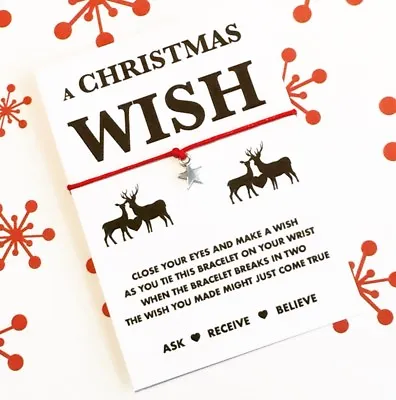 £1.65 • Buy Christmas Wish String Bracelet! UK Seller! Fast Del! BUY 5 GET 1 FREE!
