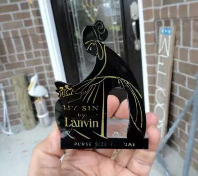 Vintage Lanvin MY SIN PERFUME Purse Size Bottle STORE Counter DISPLAY SIGN • $14.99