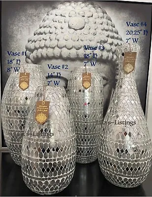 *you Choose Size* Nwt Large Mosaic Vases *silver*mirrored*white *you Choose Size • $119.99