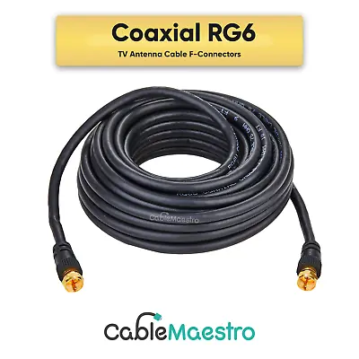 RG6 Coaxial Quad Cable Extension Coax Dual Shielded Wire Satellite TV Antenna • $6.85