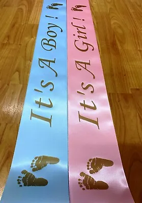 Gender Reveal Baby Shower Parties. Sash Pink Blue White It's A Boy Girl - NEW • £3.25