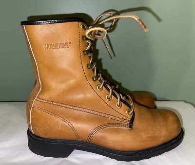 Vintage Wolverine Mens Work Logger Boots Leather Brown Engineer USA Made Sz 7 • $34.99