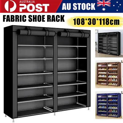 $25.90 • Buy 36 Pairs Shoes Cabinet Storage Shoe Rack With Cover Portable Wardrobe
