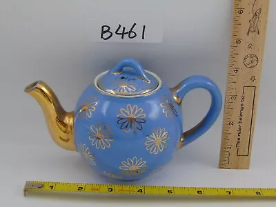 Vintage Hall's Teapot & Lid 2 Cup Blue  Gold French Flower Standard 049 Usa 92 • $49.99