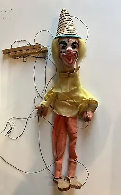 Vintage Clown Marionette-Paper Mache Head & Hands  • $7.99