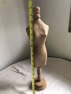 Vintage 19” Paper Mache Mannequin With Wood Base Stand Clothing Model • $16.99