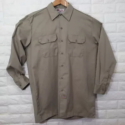 Dickies Workshop Shirt Button-front Men's-LTall Flap Pockets LS Poly/Cotton Tan • $32.07