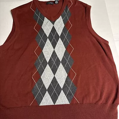 Saddlebred Men’s  X-Large Maroon Preppy Sweater Argyle Vest EUC • $14