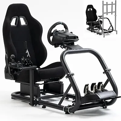 Hottoby Racing Simulator Cockpit With Black Seat Fits Logitech G29 Thrustmaster • £319.99