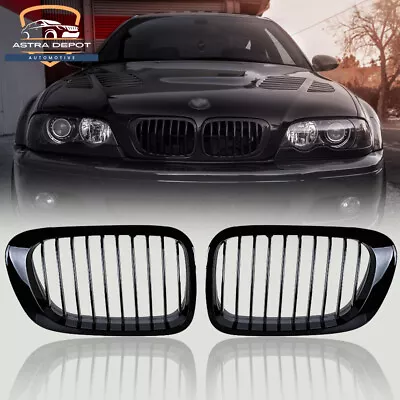 Gloss Black Front Kidney Grille Grill For BMW E46 328i 325Ci 330Ci 1999-2002 2D • $34.98