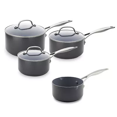 GreenPan 3-Piece Saucepan Set & 16cm Milk Pan Non-Stick (Damaged Packaging) • £59.99