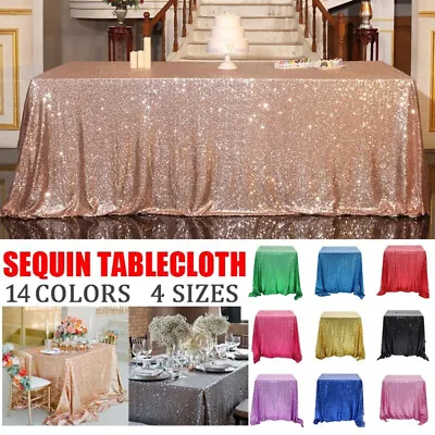 Glitter Sequin Table Cloth Banquet Rectangle Tablecloth Cover Wedding Party • £5.15