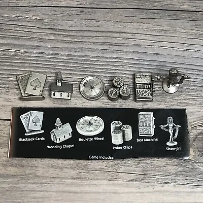Monopoly Las Vegas 6 Pewter Tokens C.2000 Good Luck Charms Replacement Pieces • $20