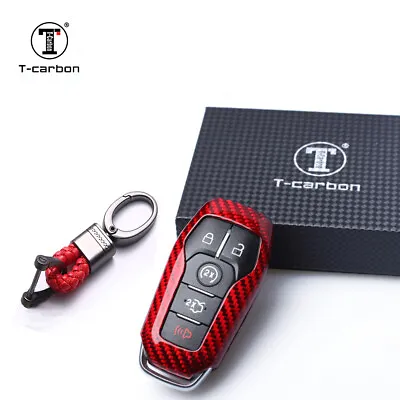 For 15-17 Ford Mustang Lincoln Smart Key Red Carbon Fiber Key Fob Cover Case 1pc • $35.77