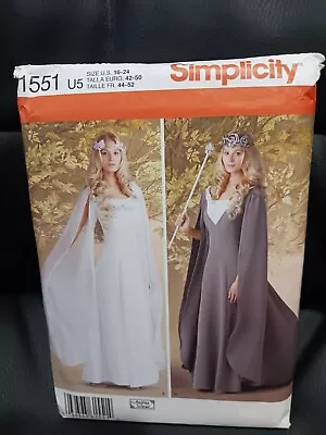 Simplicity Sewing Pattern 1551 Queen Princess Medieval Gown Sizes 16-24 Uncut  • $10.46