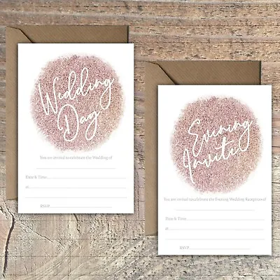 £5.49 • Buy Wedding Invitations Blank Rose Gold Glitter Print Effect Packs Of 10