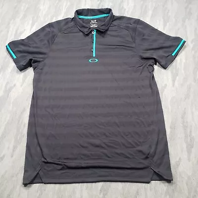 Oakley Polo Shirt Mens Medium Black Regular Fit Short Sleeve Golf Hydrolix • $17.99