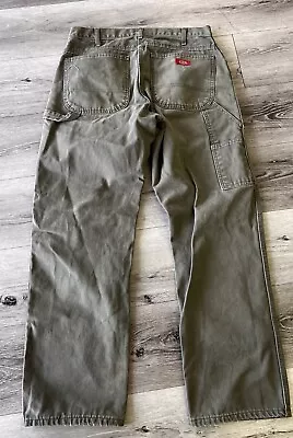 Vintage Dickies Carpenter Pants 32x29 (32x30) Green Baggy Fit Dungarees FLAW • $50