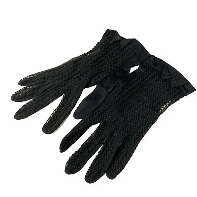 Women's Vintage Black Lace Mesh Formal Gloves • $14.99
