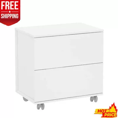 Mobile Storage File Cabinet 2 Drawer Chest Of Drawer Compact Organizer Office US • $97.49