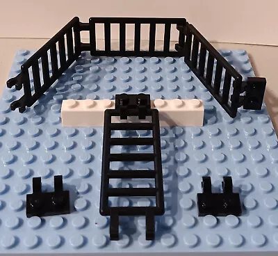 Lego 7x3 Ladder Bar Lattice Fence Double Clips & Attachment Plates Black NEW X4 • $3.29