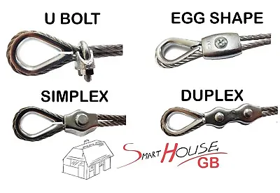 £2.98 • Buy Simplex Duplex Egg Shape U Bolt Thimble Steel Wire Grips Clamp Clips Rope Cable