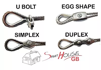£2.98 • Buy Simplex Duplex Egg Shape U Bolt Thimble Steel Wire Grips Clamp Clips Rope Cable