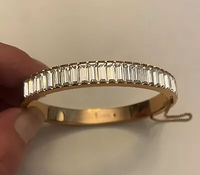 Stunning Designer Signed Michael Kors Gold Tone Baguette Hinged Bangle Bracelet • $15.99