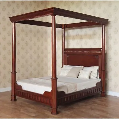 £1325 • Buy Solid Mahogany Four Poster Tudor Style Bed Handcrafted With Period Features B022