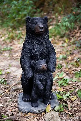 Cottage Lodge Decor Display Wildlife Standing Mom&Baby Bear Garden Statue • £246.88