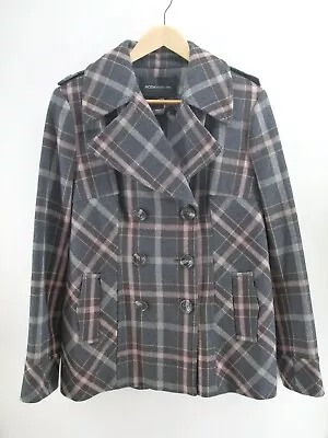 Moda International Wool Plaid Peacoat Size Large Wool / Poly • $39.99