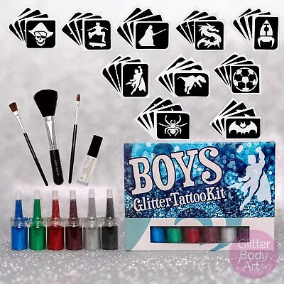 Boys Temporary Tattoo Kit - Kids Tattoos Birthday Party Ideas Tattoo Stencils • £13.99