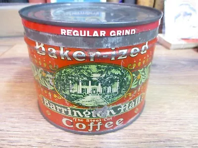 Barrington Hall Coffee Can Baker-ized  With Original Lid Store Tin  1 Lb Vintage • £47.50