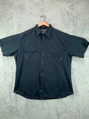 CRAFTSMAN Mechanic Work Shirts Mens XL 46 48 Black Twill Button Up Short Sleeve • $19.45