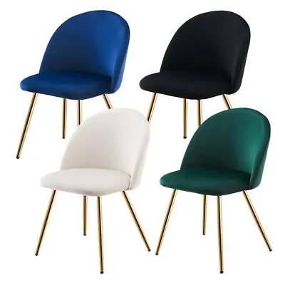 Velvet Dining Chairs Set Of 2 Multicolor Golden Legs Modern Kitchen Dining Room • $79.99