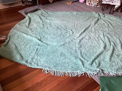 Genuine Vintage Chenille Candlewick Bedspread Mint Green Single Bed 189 X 262cm • $51