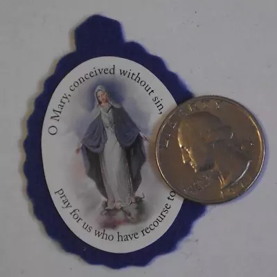 Vtg NOS Blue Cloth Scapular Badge Miraculous Virgin Mary Conceived Without Sin • $5