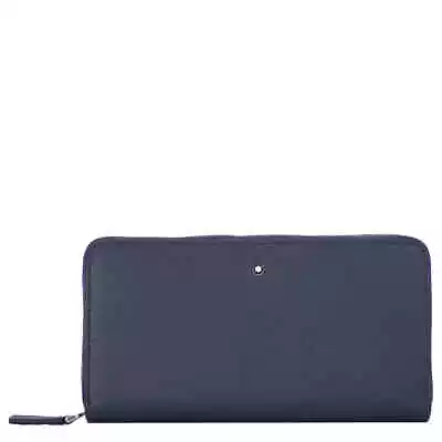 Montblanc Blue Leather 12cc Sartorial Zip-Around Wallet 128589 • $428.99