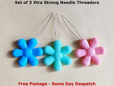 3 Flower Needle Threaders For Hand Or Sewing Machine - Xtra Strong • £2.49