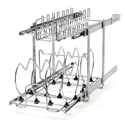 Rev-A-Shelf 2-Tier Kitchen Cabinet Pull Out Cabinet Organizer For Pots Pans • $178.89